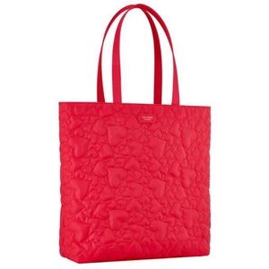 kate spade red quilted heart-pattern tote